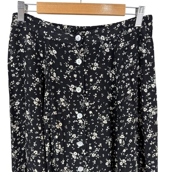 Vintage 90s Skirt Womens Medium Black Dark Floral  Romantic Boho Grunge *FLAWED* - Picture 2 of 11